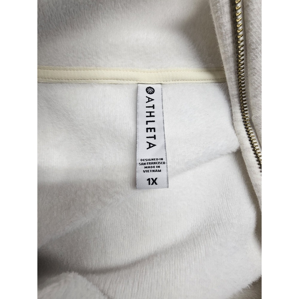 Athleta Women XL Beige Karma Sweatshirt Pullover Tunic Top Jacket Shirt - Picture 2 of 11
